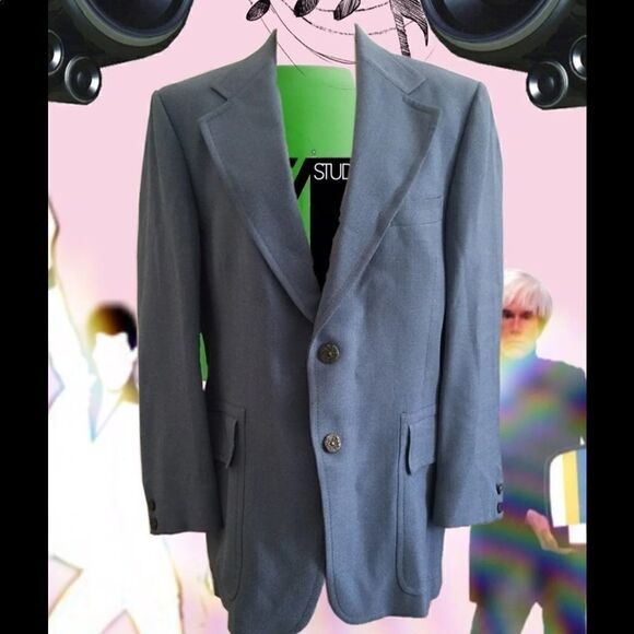 70s vintage Jack Nicklaus dusty blue blazer - Picture 1 of 9